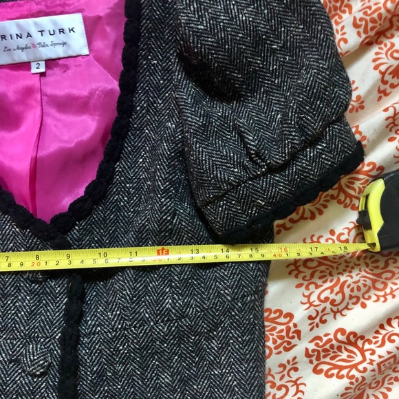 Trina Turk tweed puff cropped jacket blazer 2 S - Picture 5 of 8
